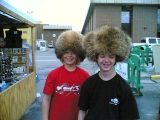 Carson and Wyndham in fur hats