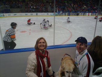 Mike and Jennifer at the sledge hockey game