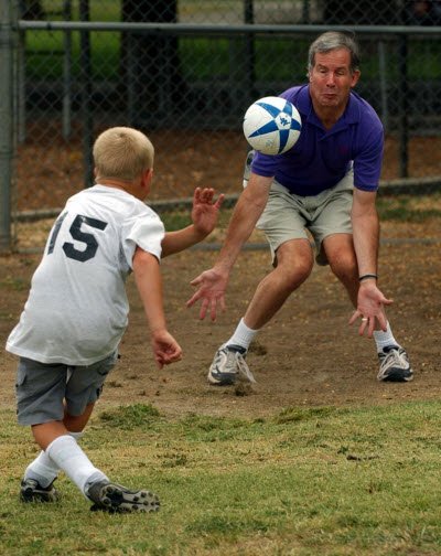 Mike and son playing ball