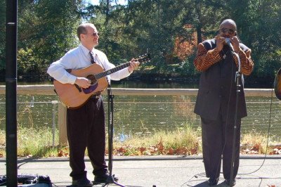 Mark Babin on the guitar and Stevie Wonder on the harmonica